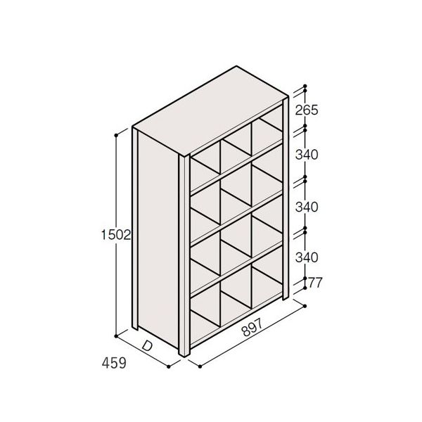 アズワン 軽量棚 ERR仕切型 H1500×W900 ×D450 有効棚 4段 3分割 67-5245-38 1個（直送品）