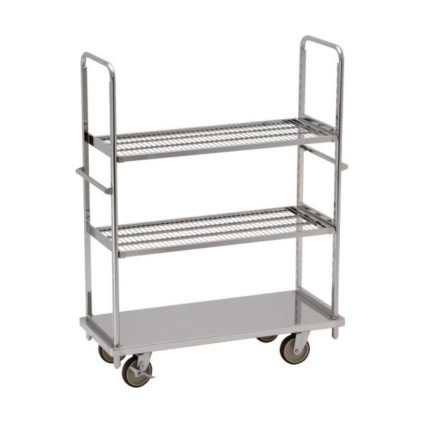 テックサス オールステンレス棚台車 1220×505 SUSφ150ウレタン車 メッシュ棚2段 TD-1250D-MT2 1台（直送品）