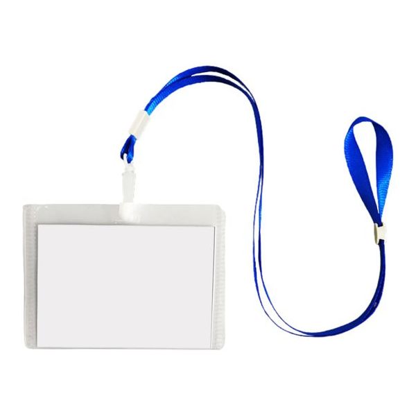 Trimate 横向きケース付き 名札首掛けストラップ ブルー 10個セット TR-STP019-BL-10 1セット(10個)（直送品）