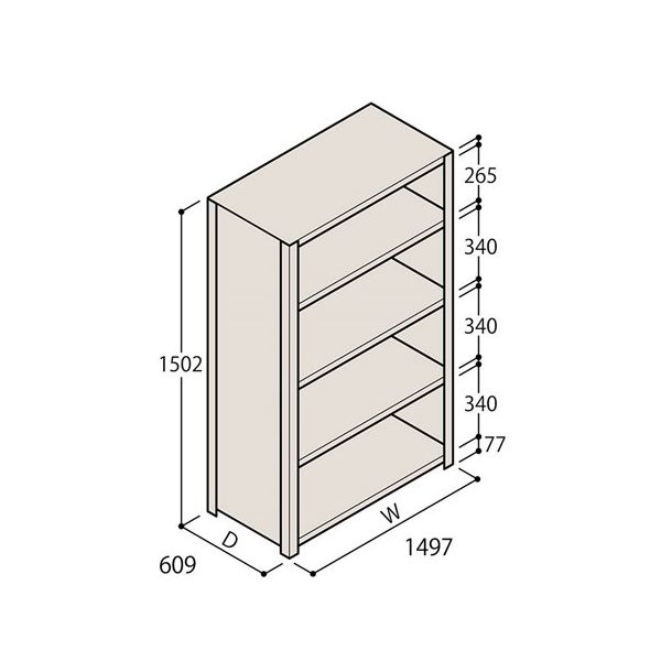 アズワン 軽量棚 ERR密閉型 H1500×W1500×D600 有効棚 4段 67-5246-18 1個（直送品）