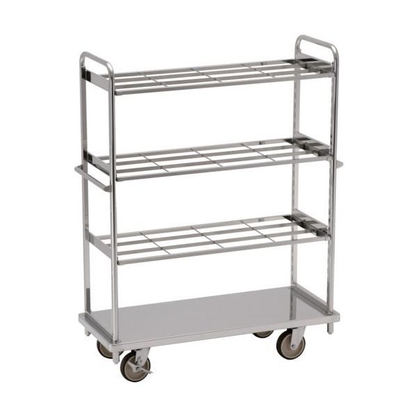 テックサス オールステンレス棚台車 1220×505 SUSφ150ウレタン車 フラットバー棚3段 TD-1250D-BT3 1台（直送品）