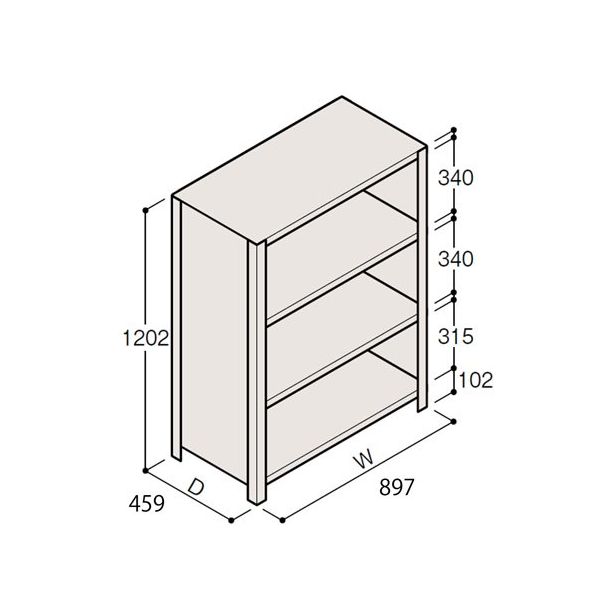 アズワン 軽量棚 ERR密閉型 H1200×W900×D450 有効棚 3段 67-5245-74 1個（直送品）