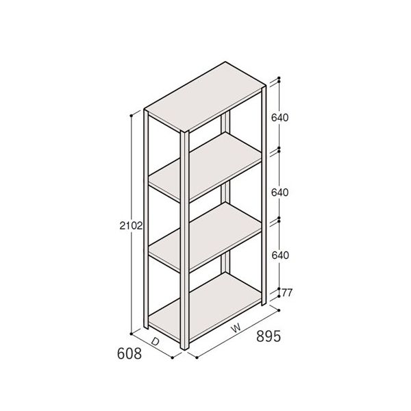 アズワン 軽量棚 ERR開放型 H2100×W900×D600 有効棚 3段 67-5242-22 1個（直送品）