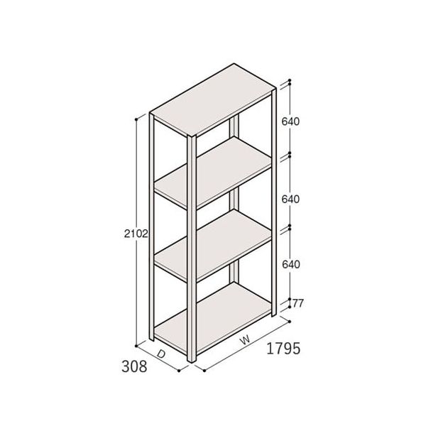 アズワン 軽量棚 ERR開放型 H2100×W1800×D300 有効棚 3段 67-5242-29 1個（直送品）