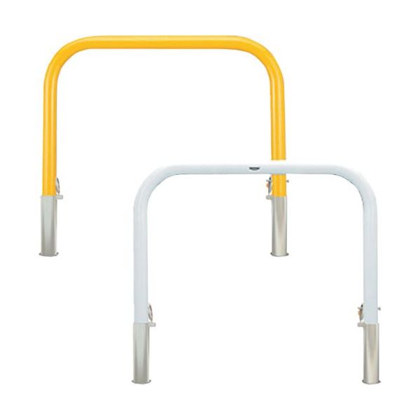 カネソウ 車止め アーチ型 スチール製 焼付塗装 脱着式 スチール製蓋 鍵付 Yシリーズ YB6L10-DL(W) 1本 258-5602（直送品）