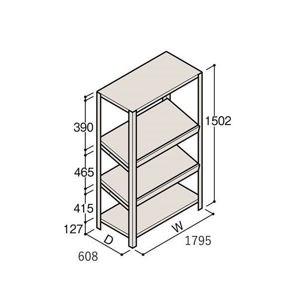 アズワン 軽量棚 ERR傾斜型 H1500×W1800×D600 有効棚 3段 67-5244-89 1個（直送品）