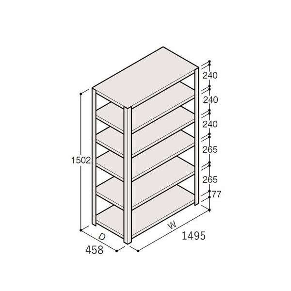 アズワン 軽量棚 ERR開放型 H1500×W1500×D450 有効棚 5段 67-5241-66 1個（直送品）