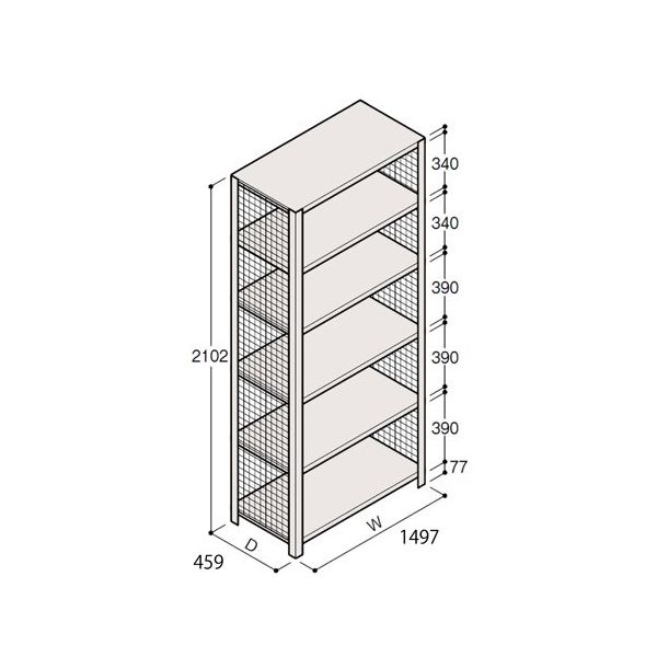 アズワン 軽量棚 ERR金網型 H2100×W1500×D450 有効棚 5段 67-5244-57 1個（直送品）