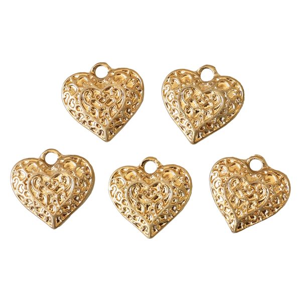日本紐釦貿易 ヴィンテージ風チャーム ハート 5個 ゴールド KE