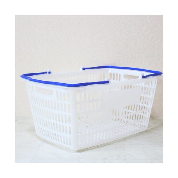 大和産業 買い物かご SLー20 ナチュラル把手ロイヤルブルー 10個セット SL-20-NRRBL-10P 1セット(10個)（直送品）