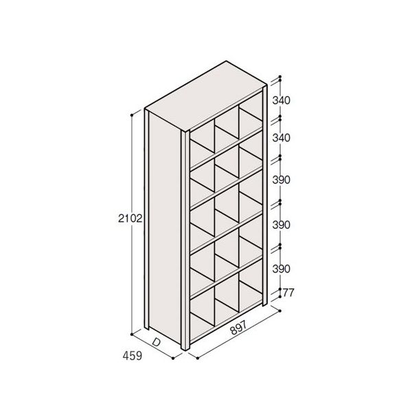 アズワン 軽量棚 ERR仕切型 H2100×W900 ×D450 有効棚 5段 3分割 67-5245-64 1個（直送品）