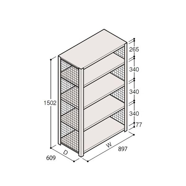 アズワン 軽量棚 ERR金網型 H1500×W900×D600 有効棚 4段 67-5243-55 1個（直送品）