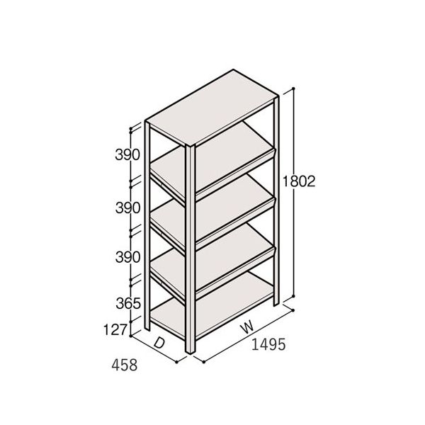 アズワン 軽量棚 ERR傾斜型 H1800×W1500×D450 有効棚 4段 67-5245-11 1個（直送品）