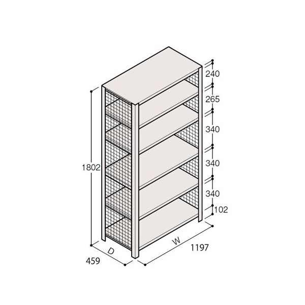 アズワン 軽量棚 ERR金網型 H1800×W1200×D450 有効棚 5段 67-5244-06 1個（直送品）
