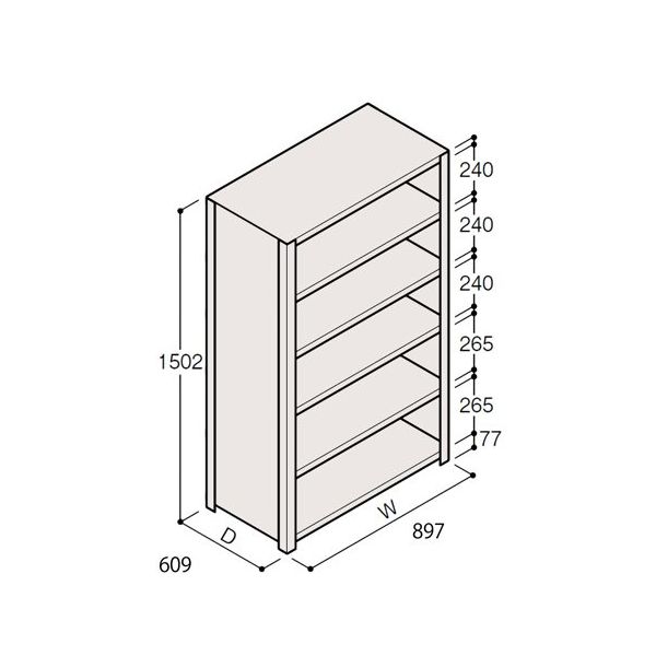 アズワン 軽量棚 ERR密閉型 H1500×W900×D600 有効棚 5段 67-5246-24 1個（直送品）