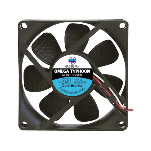 アイネックス OMEGA TYPHOON 80mm 超静音タイプ CFZ-80SB 1個 67-9231-75（直送品）