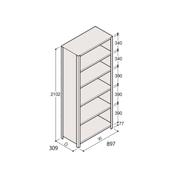 アズワン 軽量棚 ERR密閉型 H2100×W900×D300 有効棚 5段 67-5247-07 1個（直送品）