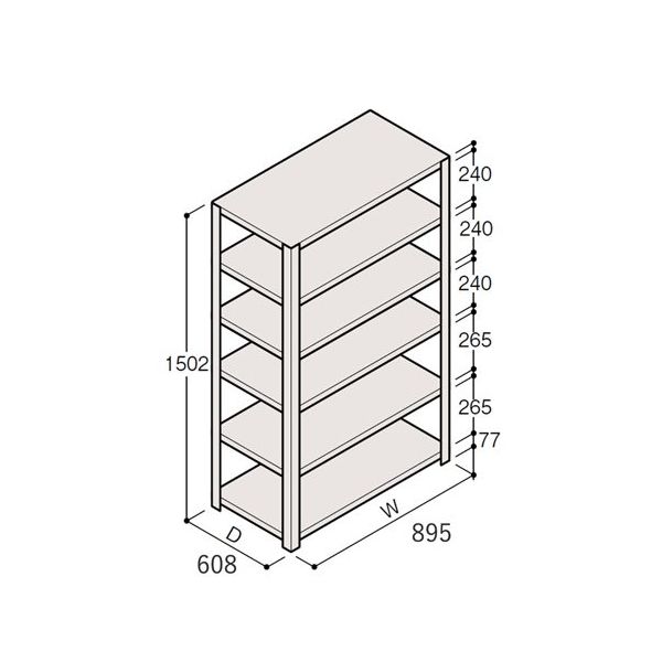 アズワン 軽量棚 ERR開放型 H1500×W900×D600 有効棚 5段 67-5241-61 1個（直送品）