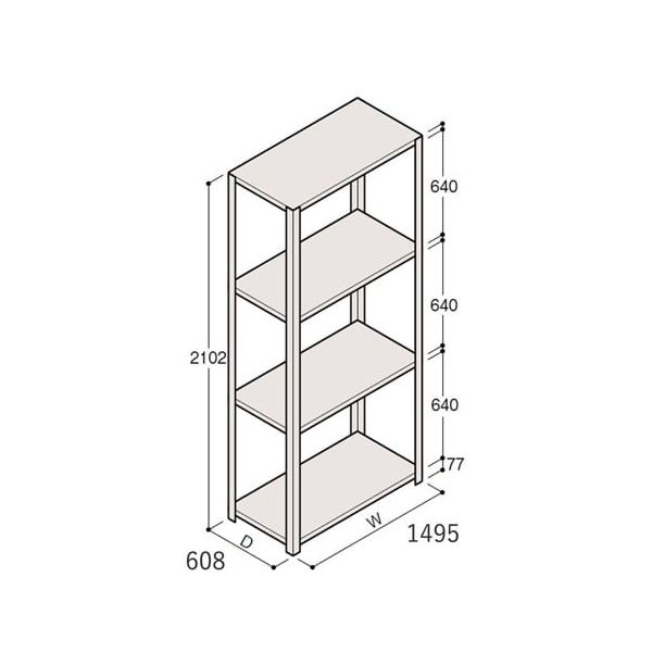 アズワン 軽量棚 ERR開放型 H2100×W1500×D600 有効棚 3段 67-5242-28 1個（直送品）