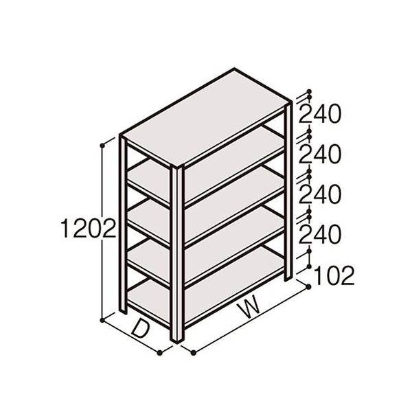 アズワン 軽量棚 ERR開放型 H1200×W1200×D300 有効棚 4段 67-5241-26 1個（直送品）