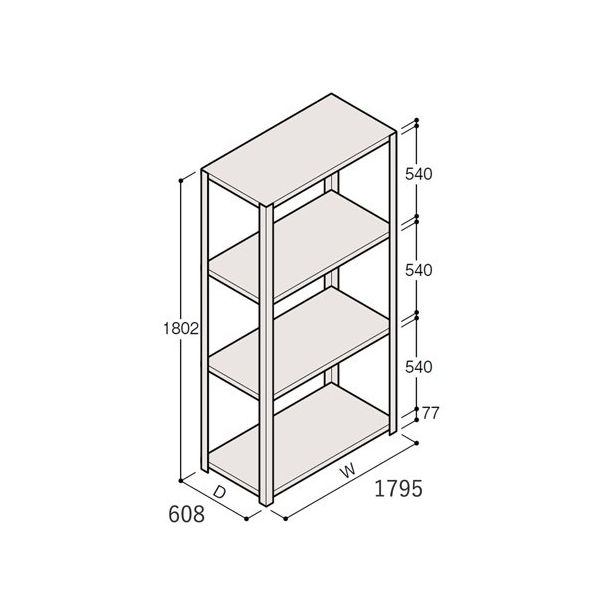アズワン 軽量棚 ERR開放型 H1800×W1800×D600 有効棚 3段 67-5241-82 1個（直送品）