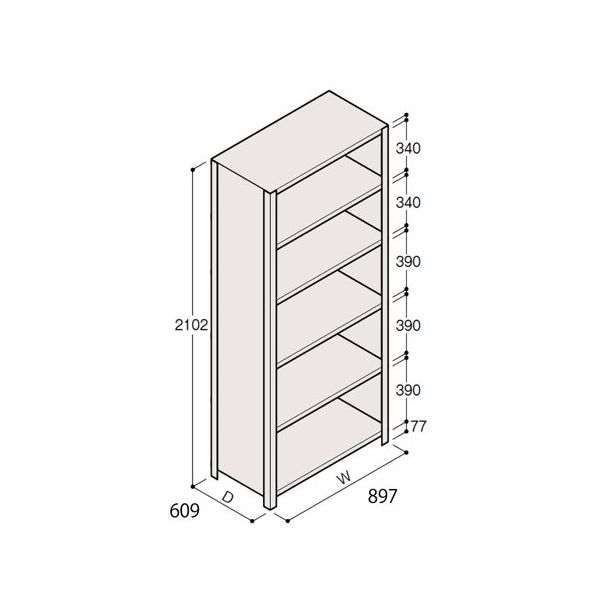 アズワン 軽量棚 ERR密閉型 H2100×W900×D600 有効棚 5段 67-5247-09 1個（直送品）