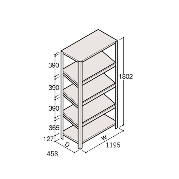 アズワン 軽量棚 ERR傾斜型 H1800×W1200×D450 有効棚 4段 67-5245-09 1個（直送品）