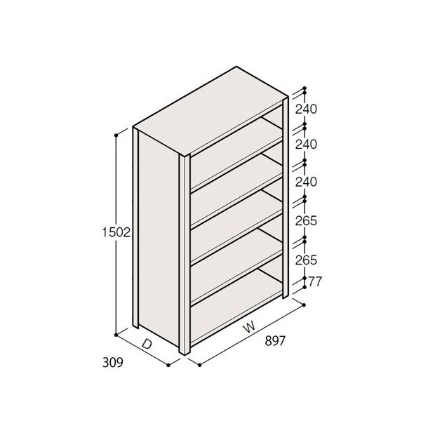 アズワン 軽量棚 ERR密閉型 H1500×W900×D300 有効棚 5段 67-5246-22 1個（直送品）