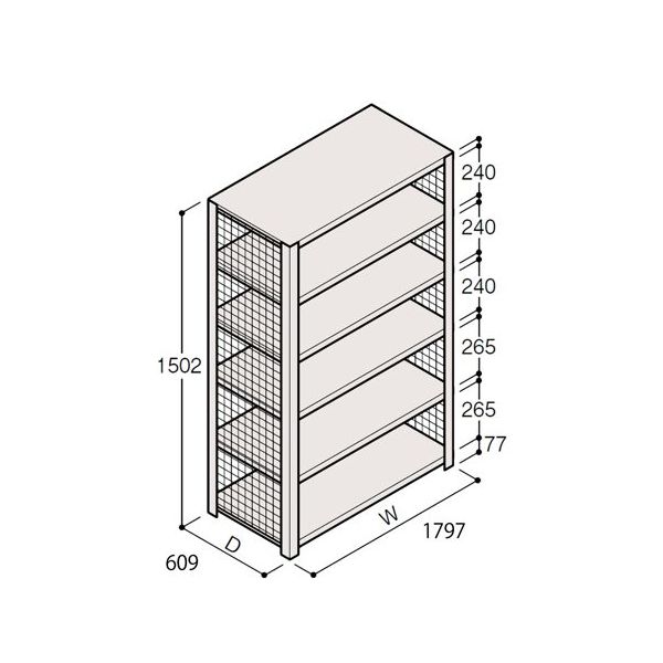 アズワン 軽量棚 ERR金網型 H1500×W1800×D600 有効棚 5段 67-5243-76 1個（直送品）