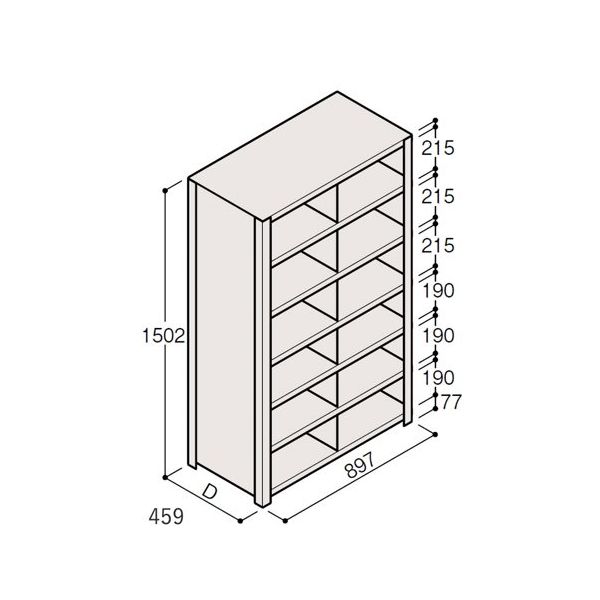 アズワン 軽量棚 ERR仕切型 H1500×W900 ×D450 有効棚 6段 2分割 67-5245-45 1個（直送品）