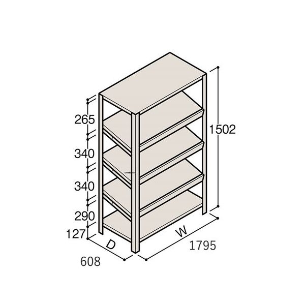アズワン 軽量棚 ERR傾斜型 H1500×W1800×D600 有効棚 4段 67-5244-97 1個（直送品）