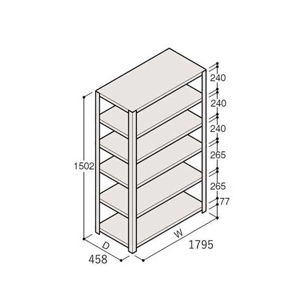 アズワン 軽量棚 ERR開放型 H1500×W1800×D450 有効棚 5段 67-5241-69 1個（直送品）