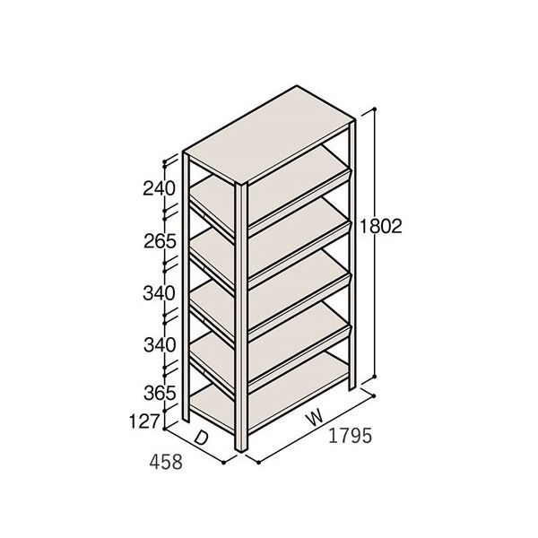 アズワン 軽量棚 ERR傾斜型 H1800×W1800×D450 有効棚 5段 67-5245-21 1個（直送品）