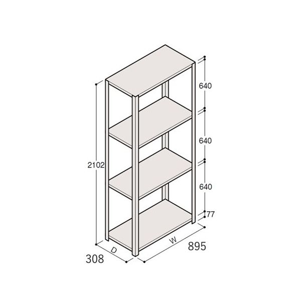 アズワン 軽量棚 ERR開放型 H2100×W900×D300 有効棚 3段 67-5242-20 1個（直送品）