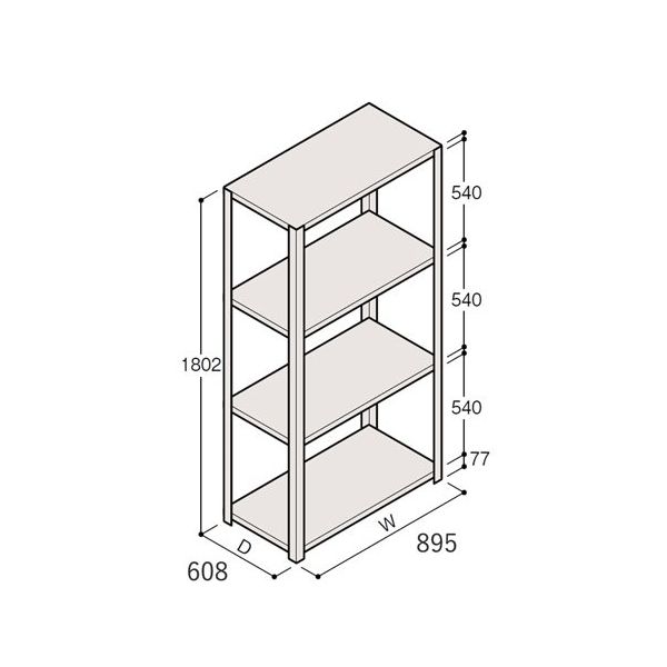 アズワン 軽量棚 ERR開放型 H1800×W900×D600 有効棚 3段 67-5241-73 1個（直送品）