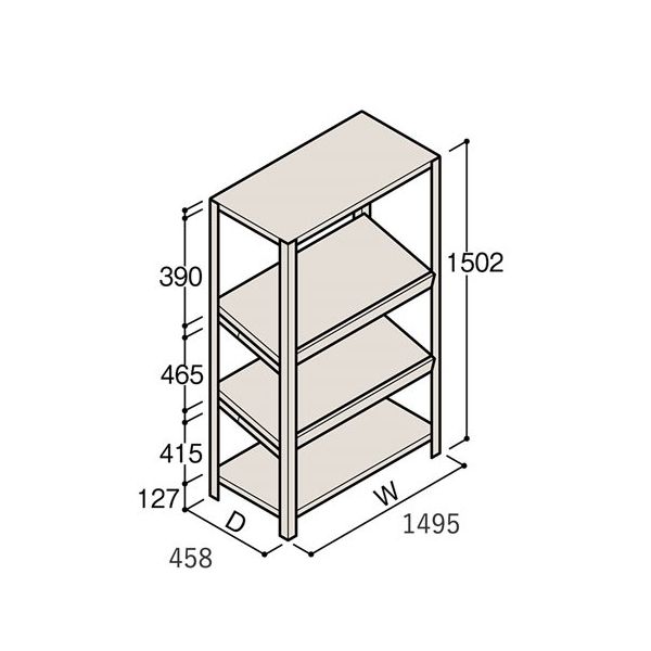 アズワン 軽量棚 ERR傾斜型 H1500×W1500×D450 有効棚 3段 67-5244-86 1個（直送品）