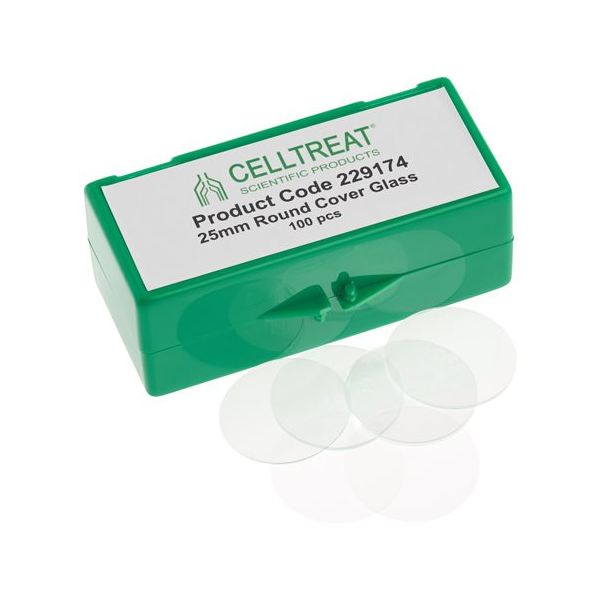 CELLTREAT 25mm丸型カバーガラス 6ウェルプレートに適合 滅菌 100個入 229174 1個 68-0320-77（直送品）