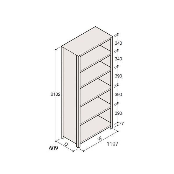 アズワン 軽量棚 ERR密閉型 H2100×W1200×D600 有効棚 5段 67-5247-12 1個（直送品）