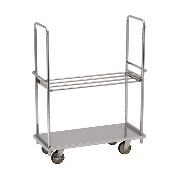 テックサス オールステンレス棚台車 1220×505 SUSφ150ウレタン車 パイプ棚1段 TD-1250D-PT1 1台（直送品）
