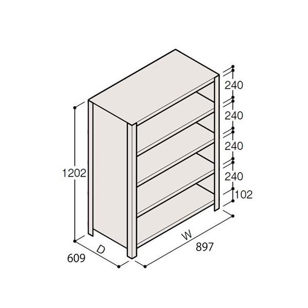 アズワン 軽量棚 ERR密閉型 H1200×W900×D600 有効棚 4段 67-5245-87 1個（直送品）