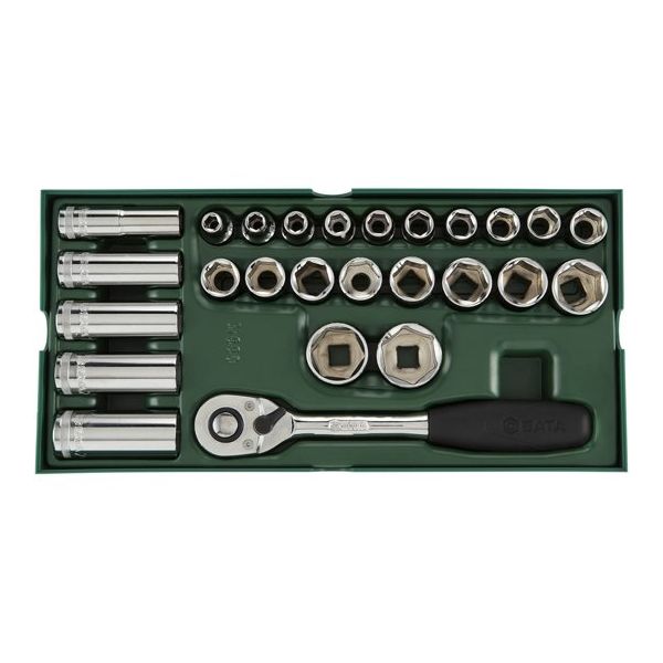 SATA ラチェットソケットセット 1/2六角 26pcs RS-09915 1点 68-0947-34（直送品）