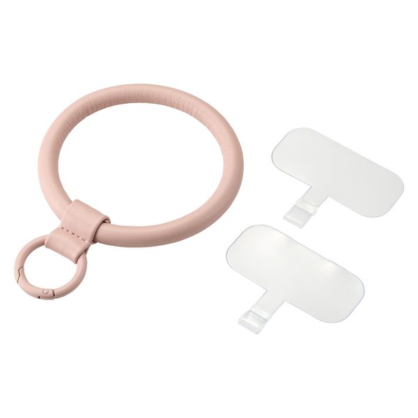 スマホハンドストラップ 手首 ソフトレザータイプ カラビナリング 1口穴 &me ピンク P-STHPLNPN エレコム 1個（直送品）
