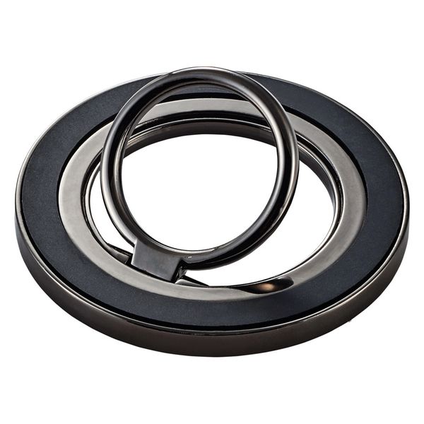 スマホリング マグネット 360度回転 リング 着脱可能 フラット設計 ブラック P-STRMK360BK エレコム 1個（直送品）