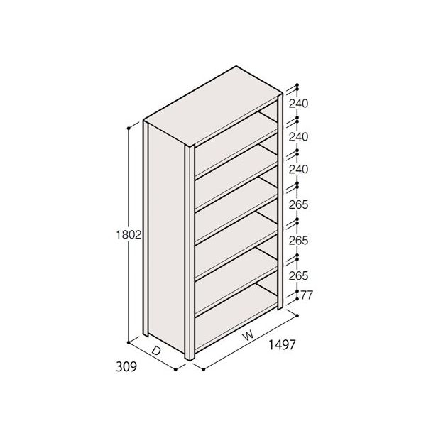 アズワン 軽量棚 ERR密閉型 H1800×W1500×D300 有効棚 6段 67-5246-76 1個（直送品）