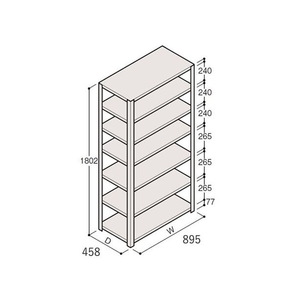 アズワン 軽量棚 ERR開放型 H1800×W900×D450 有効棚 6段 67-5242-09 1個（直送品）