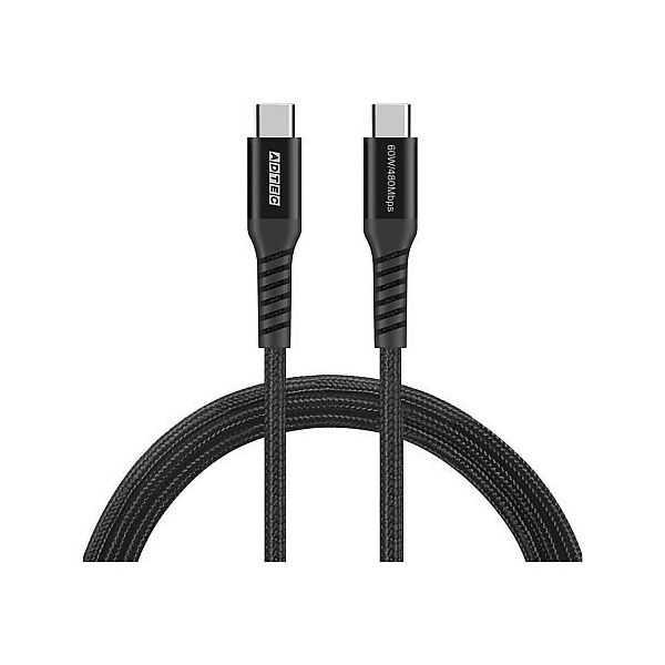 USB TypeーC to C ケーブル(60W出力/480Mbps/1.0m)ブラック APC-V1006CC-U2-BK 1個（直送品）