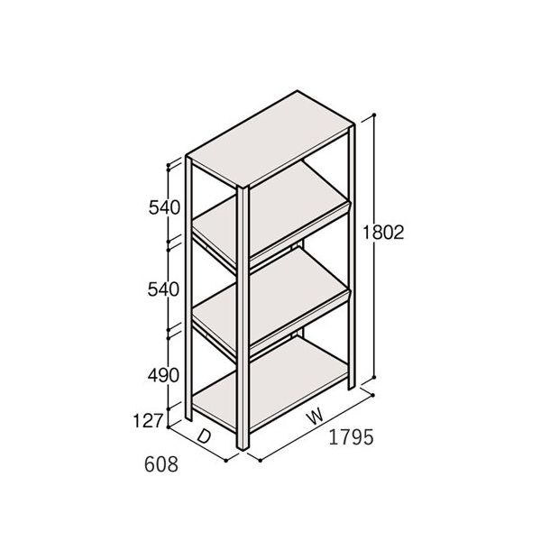 アズワン 軽量棚 ERR傾斜型 H1800×W1800×D600 有効棚 3段 67-5245-06 1個（直送品）
