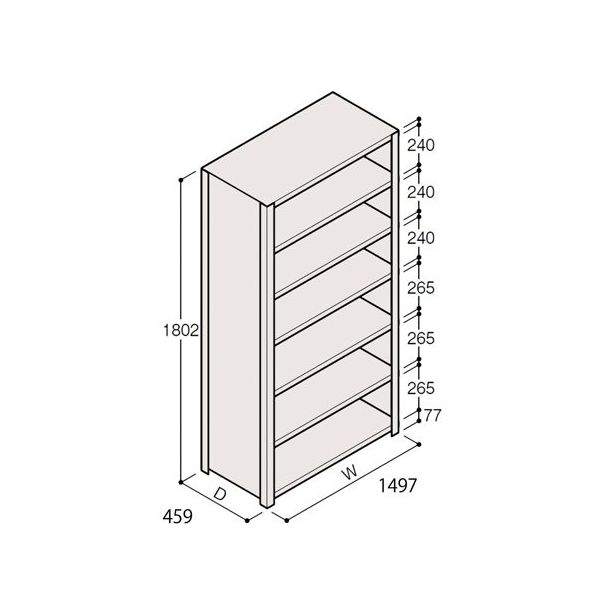 アズワン 軽量棚 ERR密閉型 H1800×W1500×D450 有効棚 6段 67-5246-77 1個（直送品）