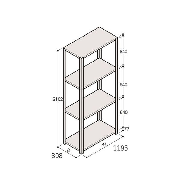 アズワン 軽量棚 ERR開放型 H2100×W1200×D300 有効棚 3段 67-5242-23 1個（直送品）