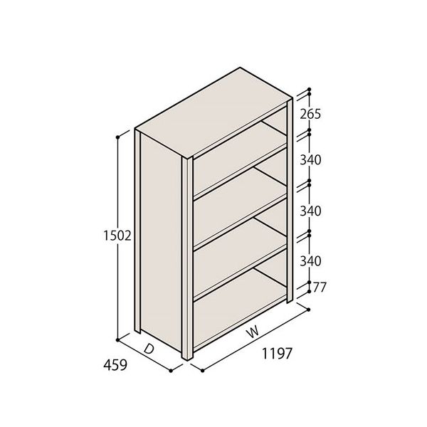 アズワン 軽量棚 ERR密閉型 H1500×W1200×D450 有効棚 4段 67-5246-14 1個（直送品）